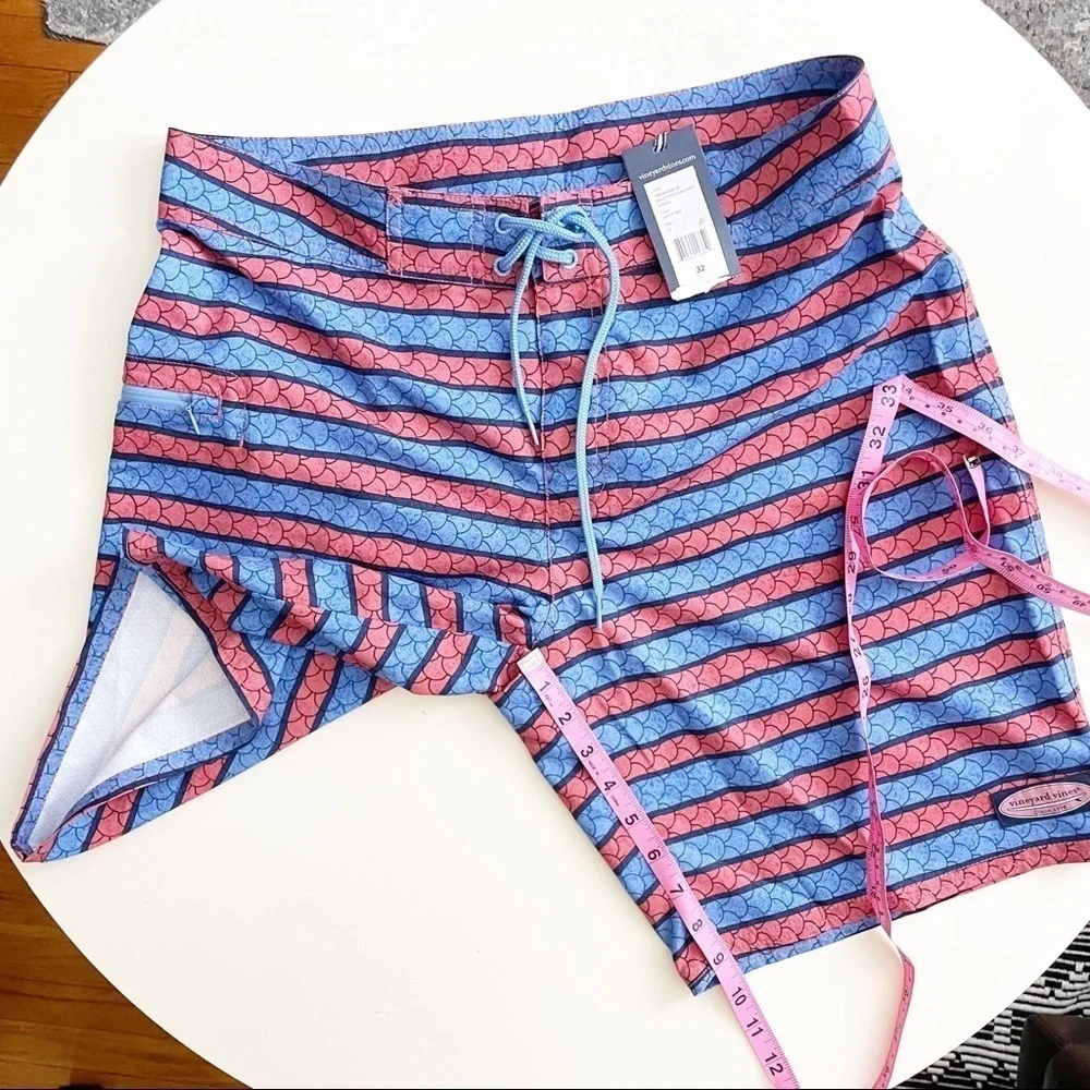 Vineyard Vines Men’s 9” Angler Stripe Board Shorts Waist 32 New